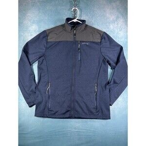 Orvis Mens Jacket Medium M Long Sleeve Full Zip Blue 3 Pockets Mock Neck